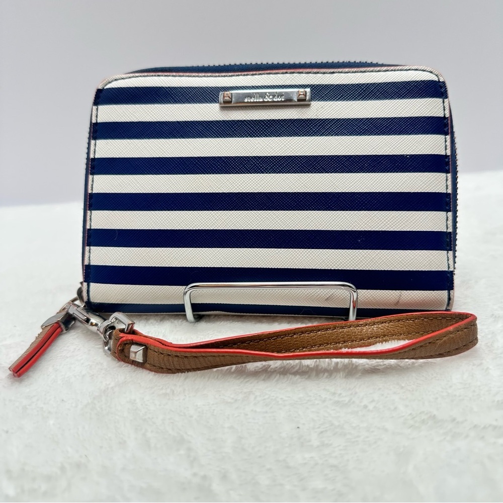Stella & Dot Blue and White Striped Wristlet